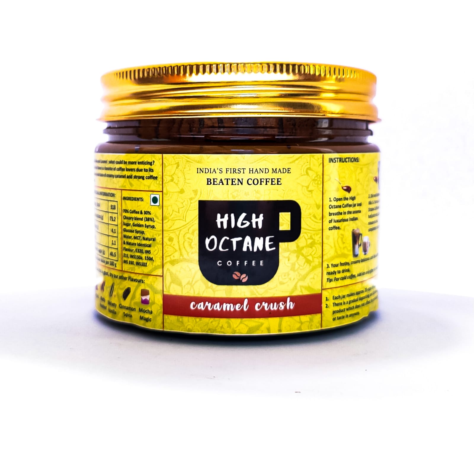 caramel crush beaten coffee paste high octane coffee company 250g jar pack