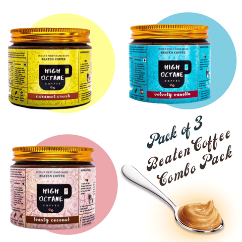 Beaten Coffee Combo Pack - Set of 3 - Caramel Crush, Velvety Vanilla, Toasty Coconut